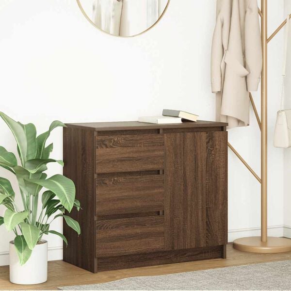 vidaXL Sideboard with Drawer Brown Oak 71x35x65 cm Engineered Wood