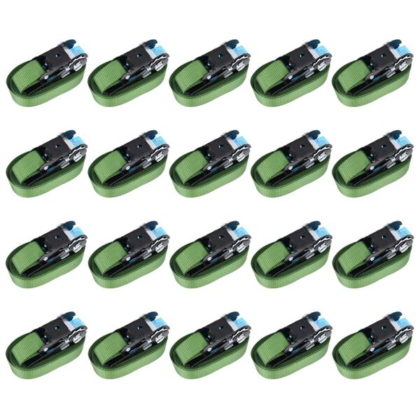 vidaXL Ratchet Tie Down Straps 20 pcs 800 daN 6 m Green