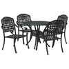 vidaXL Garden Dining Set 5 pcs Black 90 x 90 x 75 cm Cast Aluminium