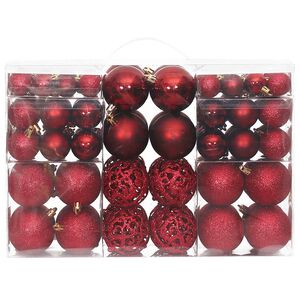 vidaXL Christmas Baubles 100 pcs Wine Red 3 / 4 / 6 cm