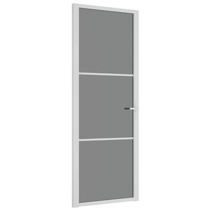 vidaXL Interior Door 76x201.5 cm White ESG Glass and Aluminium