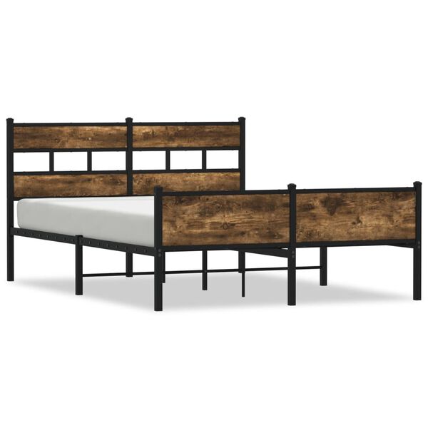 vidaXL Metal Bed Frame without Mattress Smoked Oak 160x200 cm