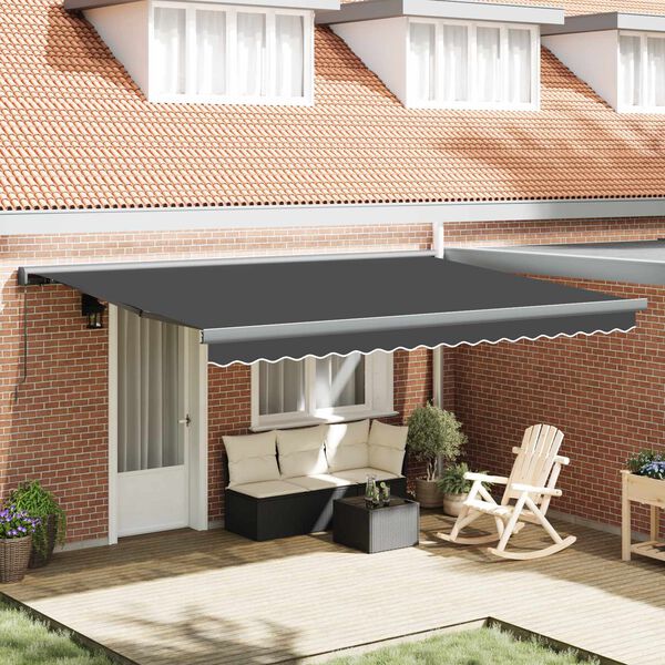 vidaXL Retractable Awning Anthracite and Grey 400 x 300 cm