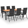 vidaXL 7 Piece Garden Dining Set Black and Brown