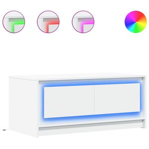 vidaXL Coffee Table with LED Lights White Engineered Wood