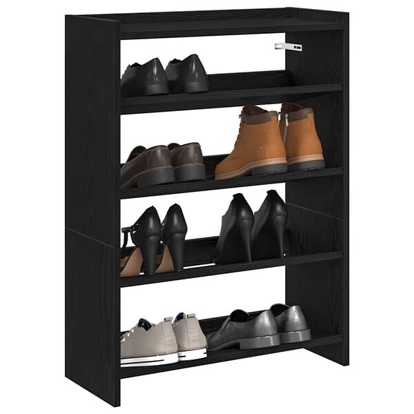 vidaXL Shoe Rack Black 60x25x81 cm Engineered Wood