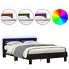 vidaXL Bed Frame with LED Black Oak 140 x 200 cm Engineered Wood