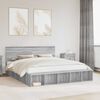 vidaXL Bed Frame with Shelf Grey Sonoma 200 x 200 cm Engineered Wood