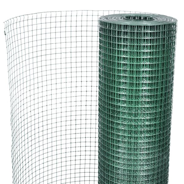 vidaXL Chicken Wire Fence Galvanised Steel 1x25 m Green