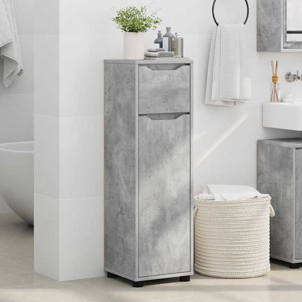 vidaXL Bathroom Cabinet with Drawer Concrete Grey 30.5 x 30 x 101 cm