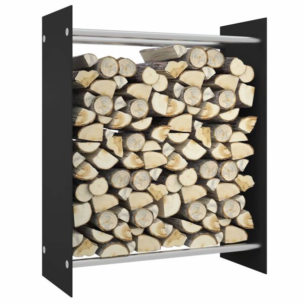 vidaXL Firewood Rack Black 80x35x100 cm Tempered Glass