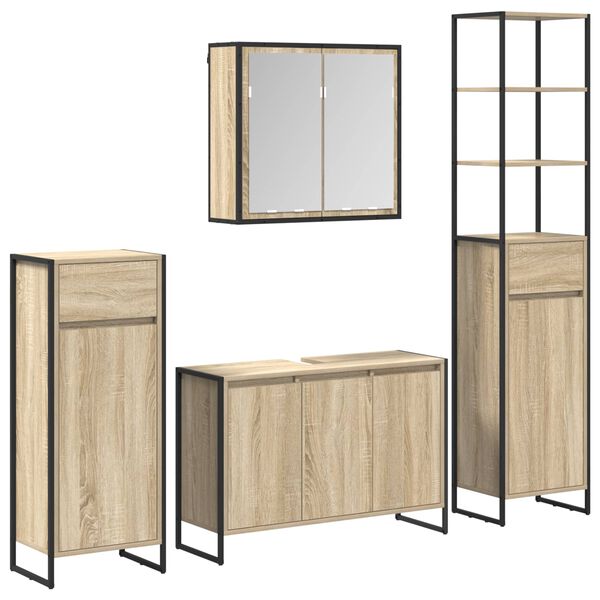 vidaXL Bathroom Furniture Set with Drawer Sonoma Oak Engineered Wood