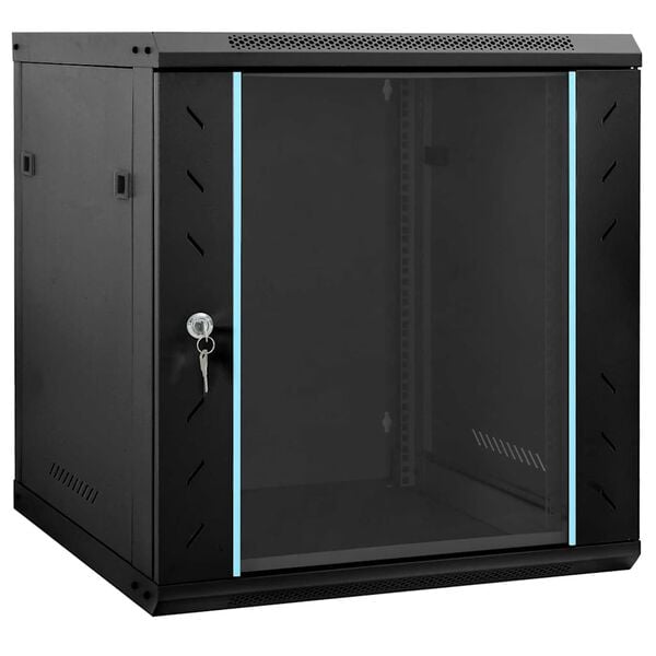 vidaXL Network Cabinet with Storage Black 60 x 45 x 65 cm Steel