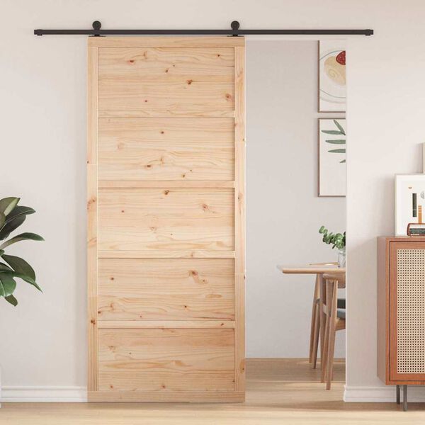 vidaXL Barn Door Wax brown 80 x 208 cm Solid Pine wood