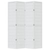 vidaXL Room Divider 4 Panels White Solid Wood Paulownia