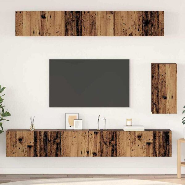 vidaXL Wall TV Cabinet Wall-mounted 3 pcs Old Wood Engineered Wood