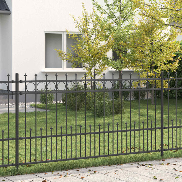 vidaXL Spike Ring Fence Black 200 x 150 cm Powder-Coated Steel