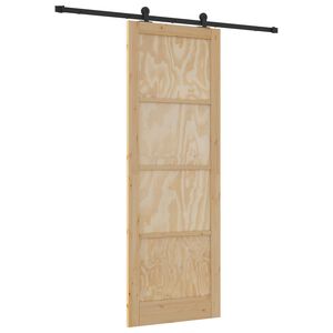 vidaXL Sliding Door Natural and Black 83 x 232 cm Solid Pine Wood