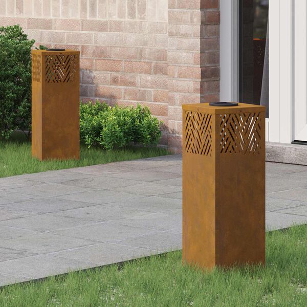 vidaXL Solar LED Pathway Light 2 pcs Corten Steel Corten Steel