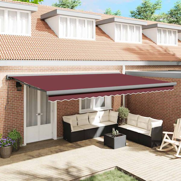 vidaXL Automatic Retractable Awning Burgundy 500x300 cm