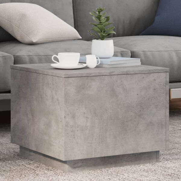 vidaXL Coffee Table with LED Lights Concrete Grey 50x50x40 cm