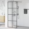 vidaXL Walk-in Shower Wall with Clear ESG Glass 80x195 cm Black