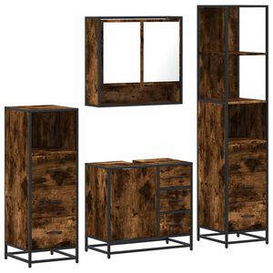 vidaXL 4&nbsp;Piece Bathroom Furniture Set&nbsp;Smoked Oak Engineered Wood