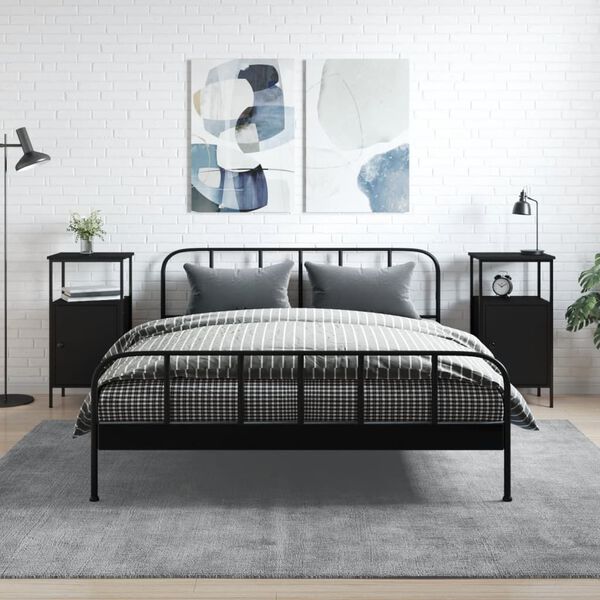 vidaXL Bedside Cabinets 2 pcs Black 41x31x80 cm Engineered Wood