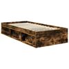 vidaXL Bed Frame with Mattress Smoked Oak 90 x 200 cm Solid Pine Wood
