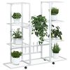 vidaXL Flower Stand with Wheels 94.5x24.5x91.5 cm White Iron