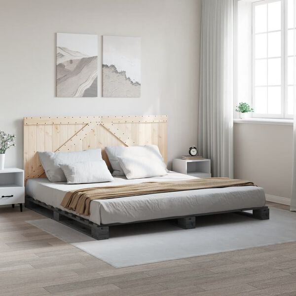 vidaXL Bed Frame without Mattress Grey 200x200 cm Solid Wood Pine