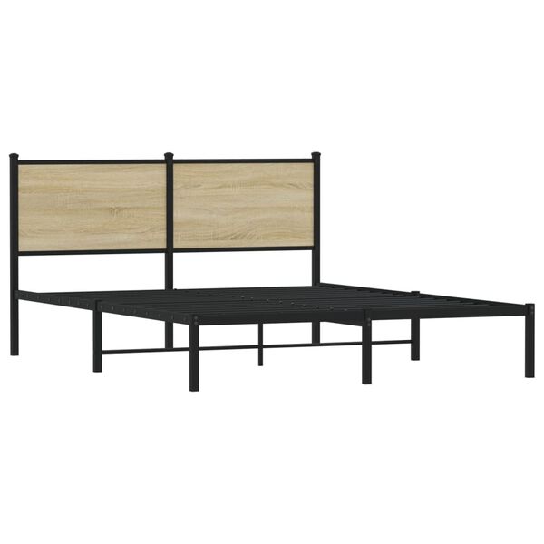 vidaXL Metal Bed Frame without Mattress Sonoma Oak 137x190 cm