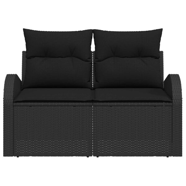 vidaXL Garden Sofa Black 124 x 62 x 69cm Poly Rattan