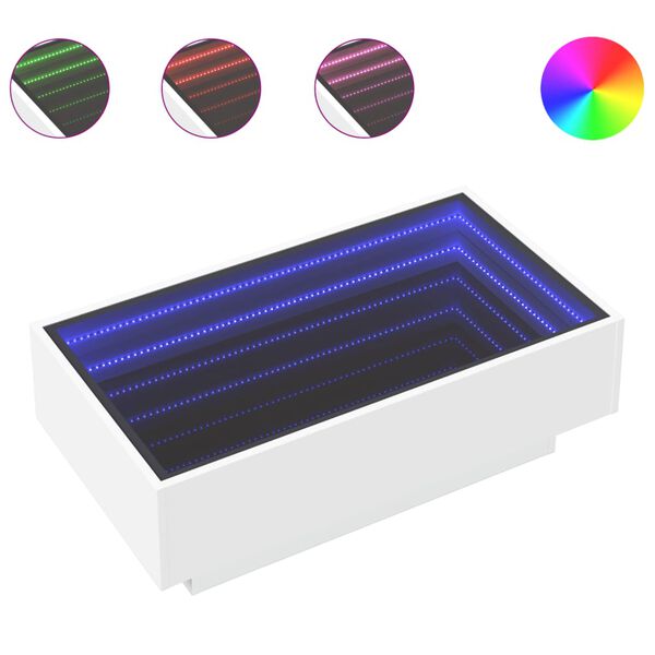 vidaXL Coffee Table with LED White 90x50x30 cm Engineered Wood