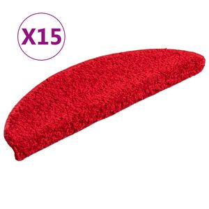 vidaXL Stair Mats 15 pcs 56x17x3 cm Red Half Round