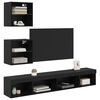 vidaXL TV Wall Units with LED with LED 5 pcs Black Oak Engineered Wood