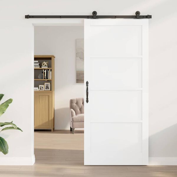vidaXL Sliding Door White and Black 93 x 211 cm Solid Pine Wood
