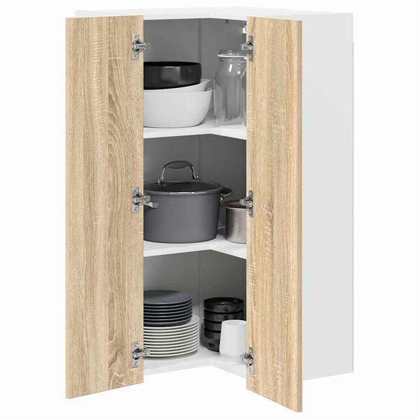 vidaXL Hanging Cabinet with Door Sonoma Oak and White 57 x 57 x 100 cm