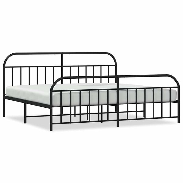 vidaXL Metal Bed Frame without Mattress with Footboard Black 193x203cm