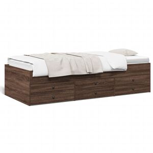 vidaXL Daybed with Drawers without Mattress Brown Oak 90x200 cm