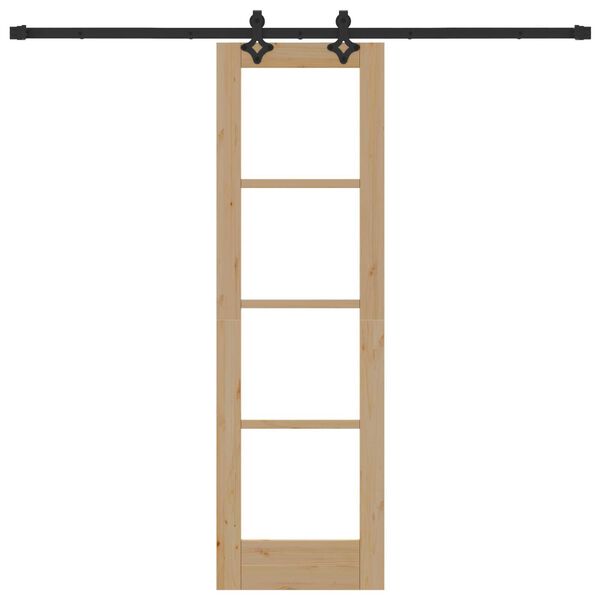 vidaXL Sliding Door Natural 61 x 198.5 cm Solid Pine Wood and Glass