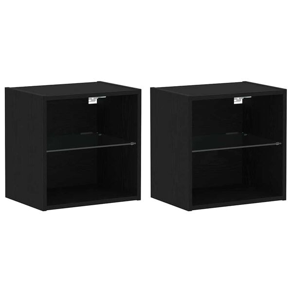 vidaXL Floating Shelf with LED Light 2 pcs Black 40 x 28.5 x 40 cm