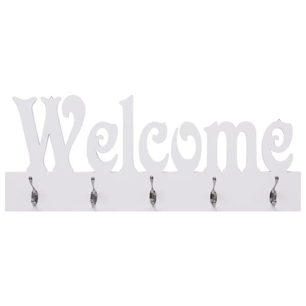 vidaXL Wall Mounted Coat Rack WELCOME White 74x29.5 cm