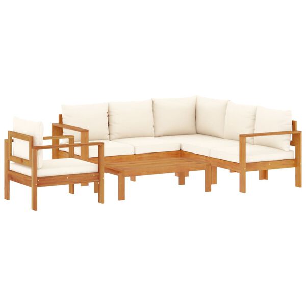vidaXL 5 Piece Garden Sofa Set with Cushions Solid Wood Acacia