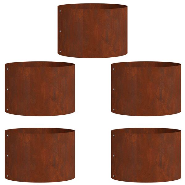 vidaXL Planter Ring 5 pcs Brown 30 x 30 x 20 cm Weathering Steel