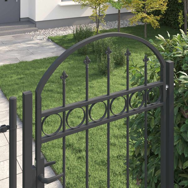 vidaXL Fence Gate with Arched Top Steel 100x250 cm Black