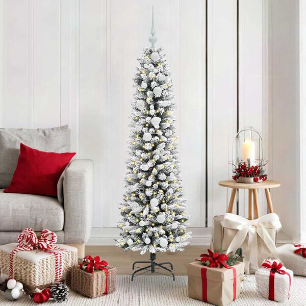 vidaXL Artificial Christmas Tree with 150 LEDs with Stand White 150 cm