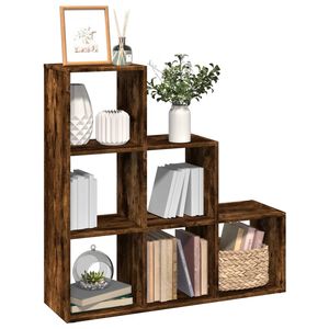 vidaXL Room Divider Bookcase 3-Tier Smoked Oak 99x29x99 cm Engineered Wood