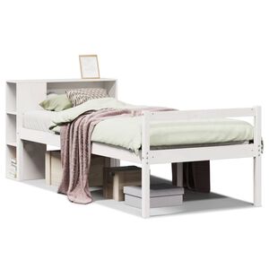 vidaXL Bookcase Bed without Mattress White 75x190 cm Small Single Solid Wood Pine