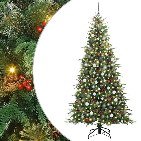 vidaXL Artificial Hinged Christmas Tree Green 240 cm PE and PVC